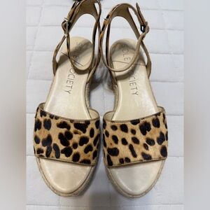 Sole Society Verla Cow Hair Leopard Espadrilles with Ankle Strap